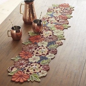 Pier 1 Imports Beaded Sequin Table Runner 36x13 Flowers
